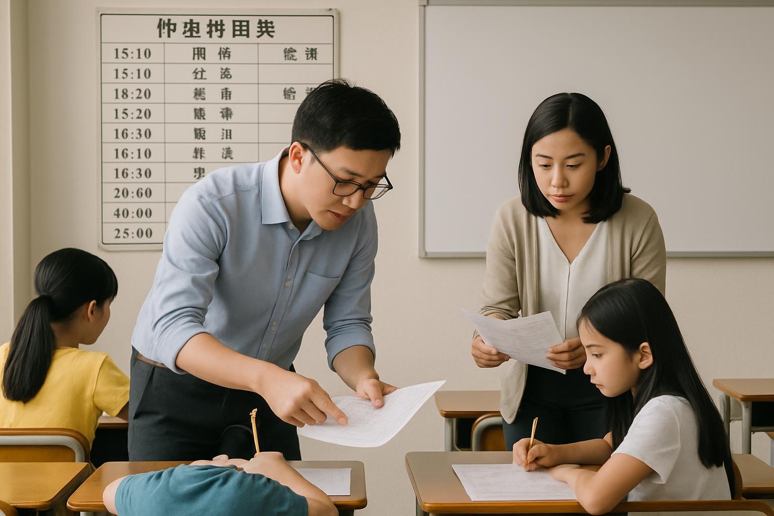 台灣補習班教室與師生互動