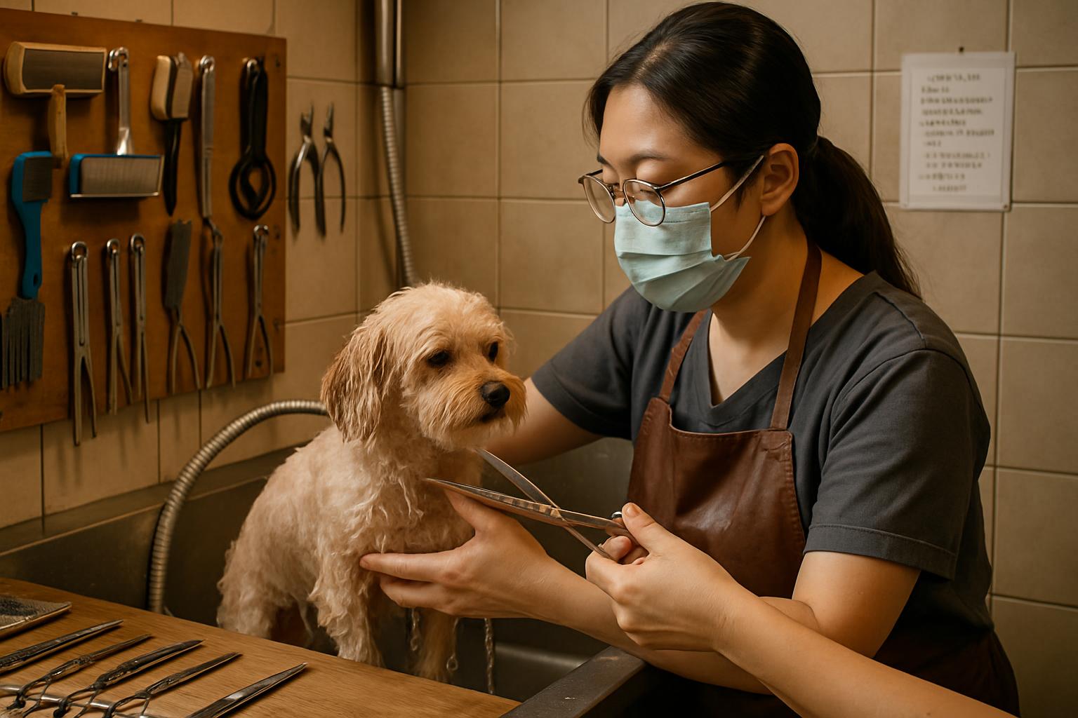 台灣寵物美容店內工作情境